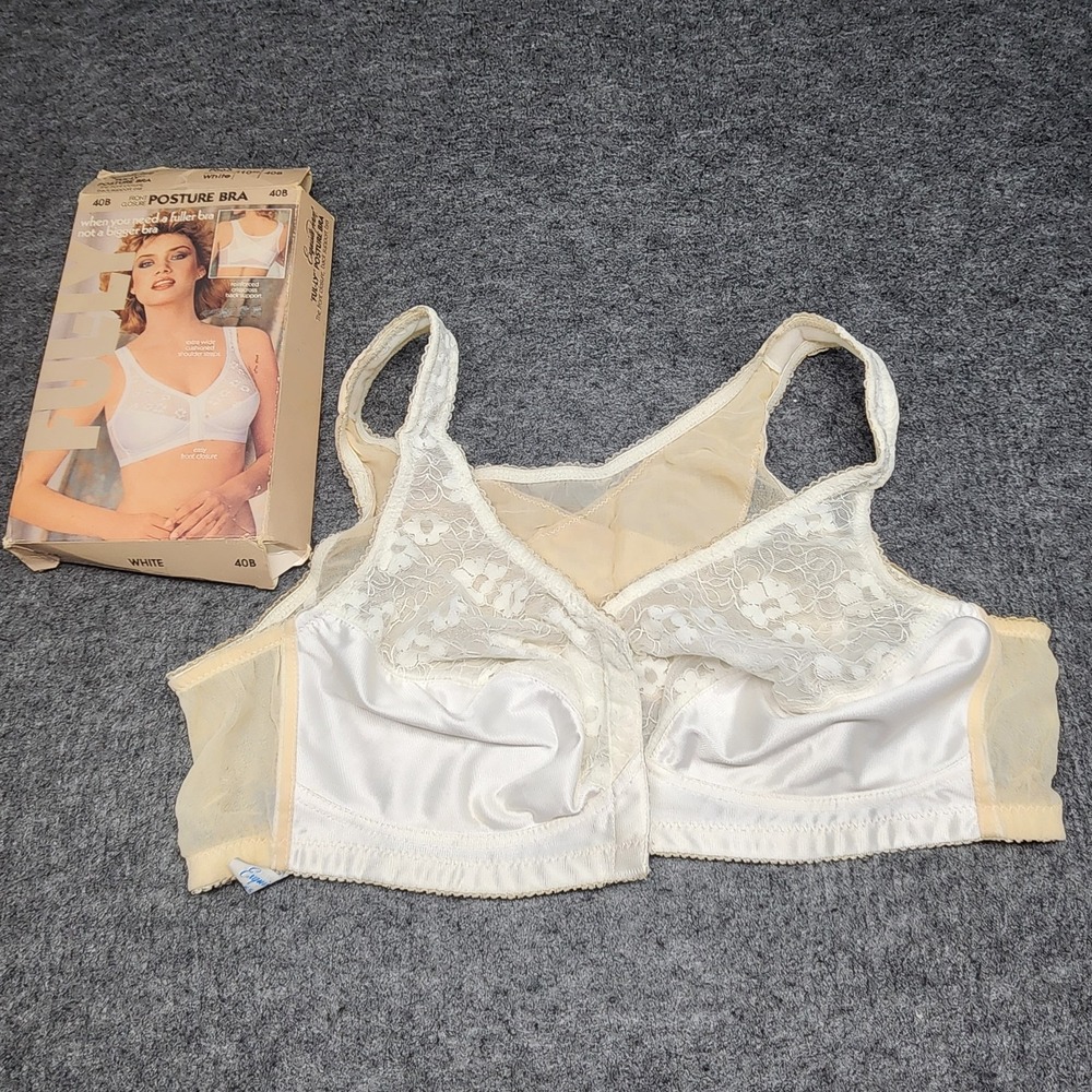 Exquisite Form Ful-ly Vintage Front Closure Posture Bra White Crisscross 40B NOS